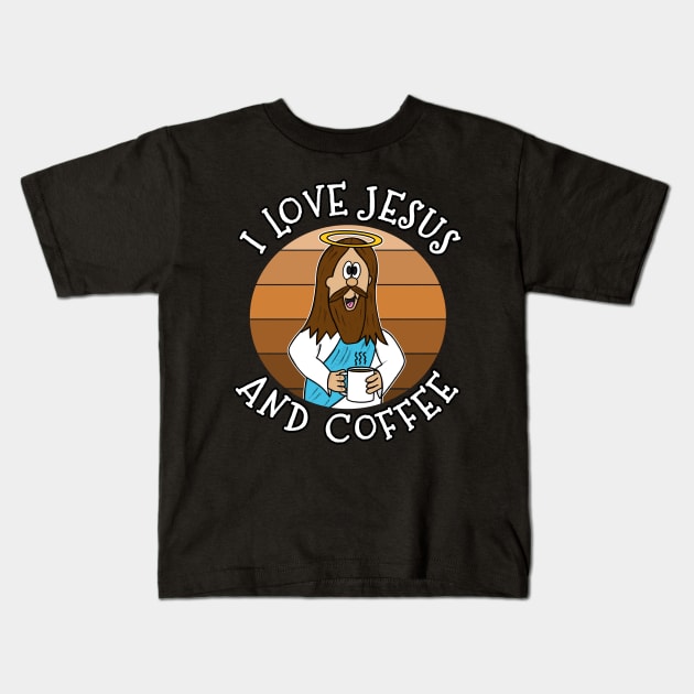 I Love Jesus and Coffee Christian Church Funny Kids T-Shirt by doodlerob